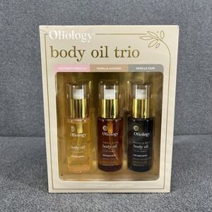 Oliology Body Oil Trio Coconut Hibiscus Vanilla Almond Vanilla Oud 2 oz ea New
